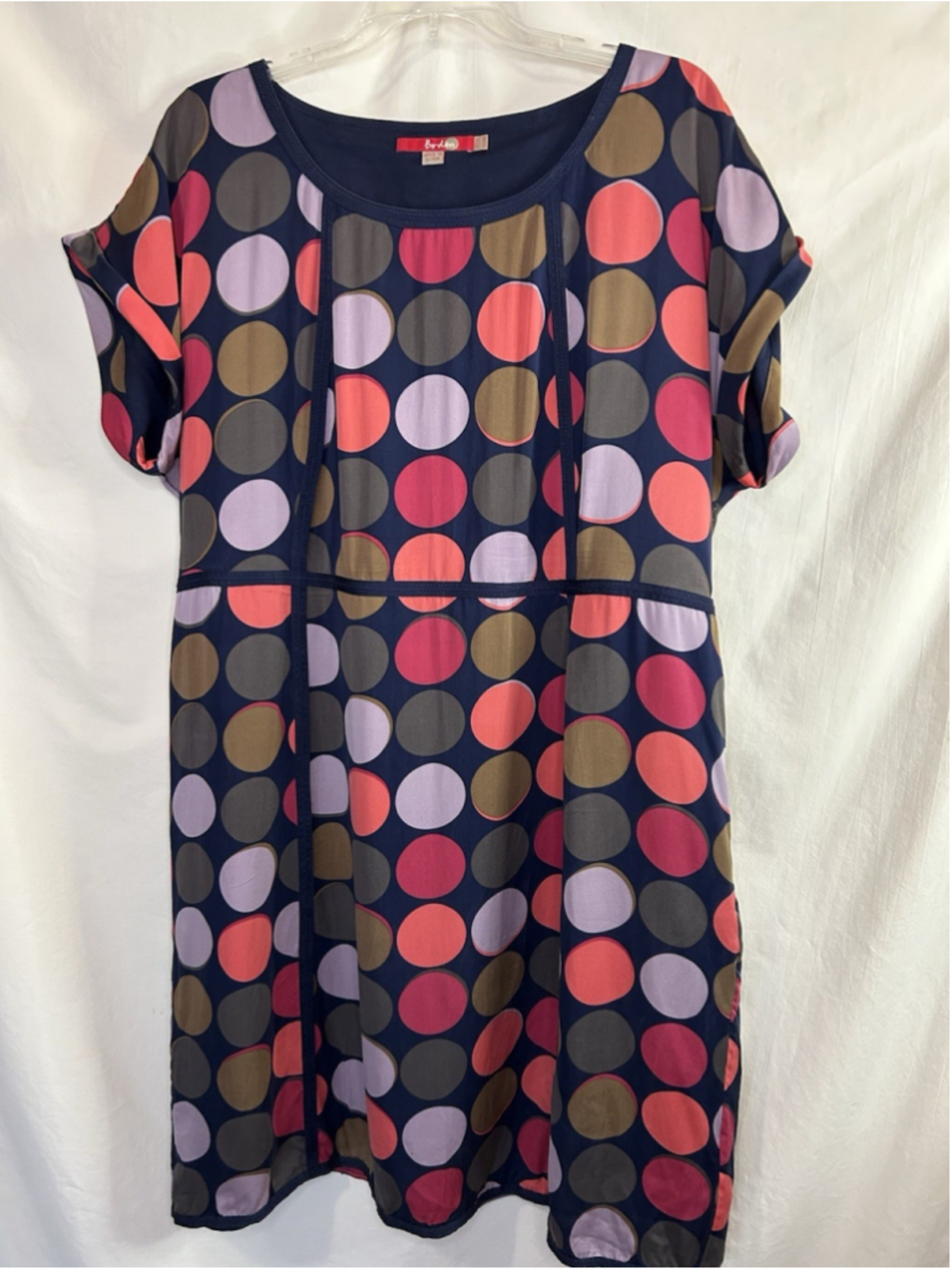 Boden Notting Hill Midi Dress 100% Silk Polka Dot Lined Size 16R WH228 EUC - Picture 2 of 8